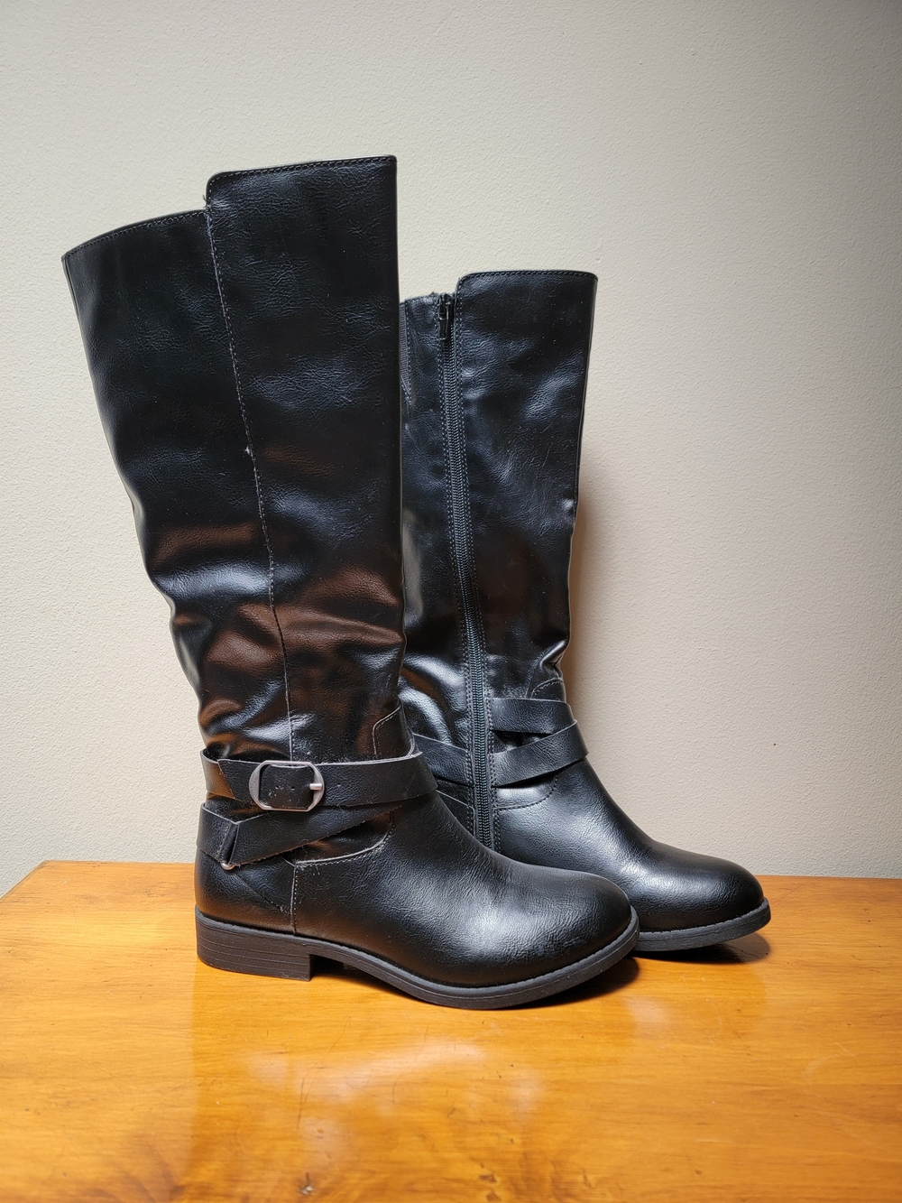 Style&Co  Black Tall Buckle Riding Boots Size 5